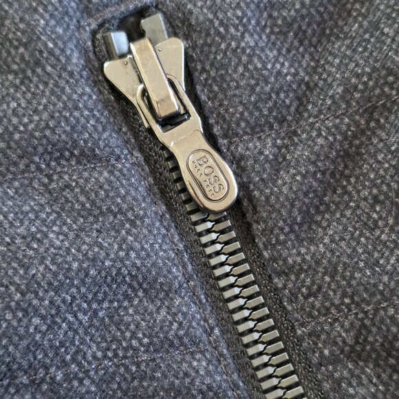 Hugo Boss Jacket Men 42R Heathered Gray Full Zip Lined LS Pockets Preppy FLAW - Picture 10 of 16